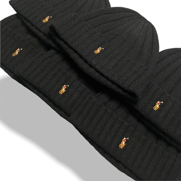 Polo Ralph Lauren Mens Signature Merino Wool Cuffed Beanie Black One Size (b) - Picture 9 of 9